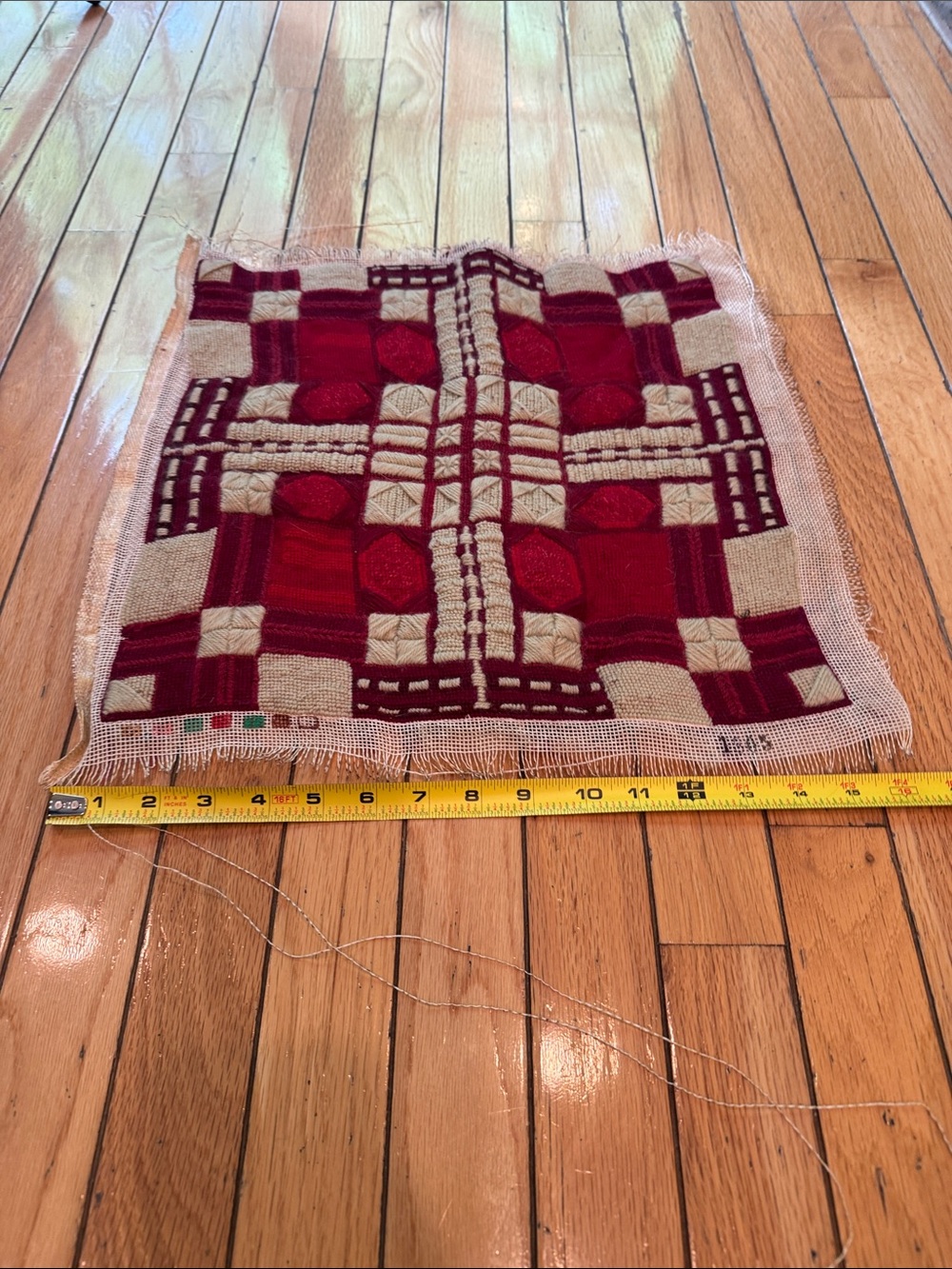 Handcrafted Red and Beige Decorative needlepoint
